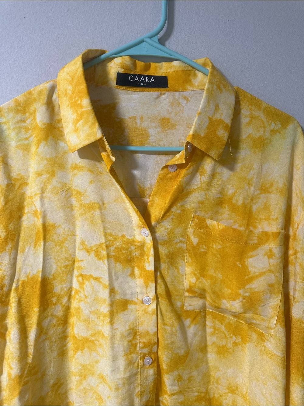 CAARA Yellow Tie-Dye Button Down Shirt